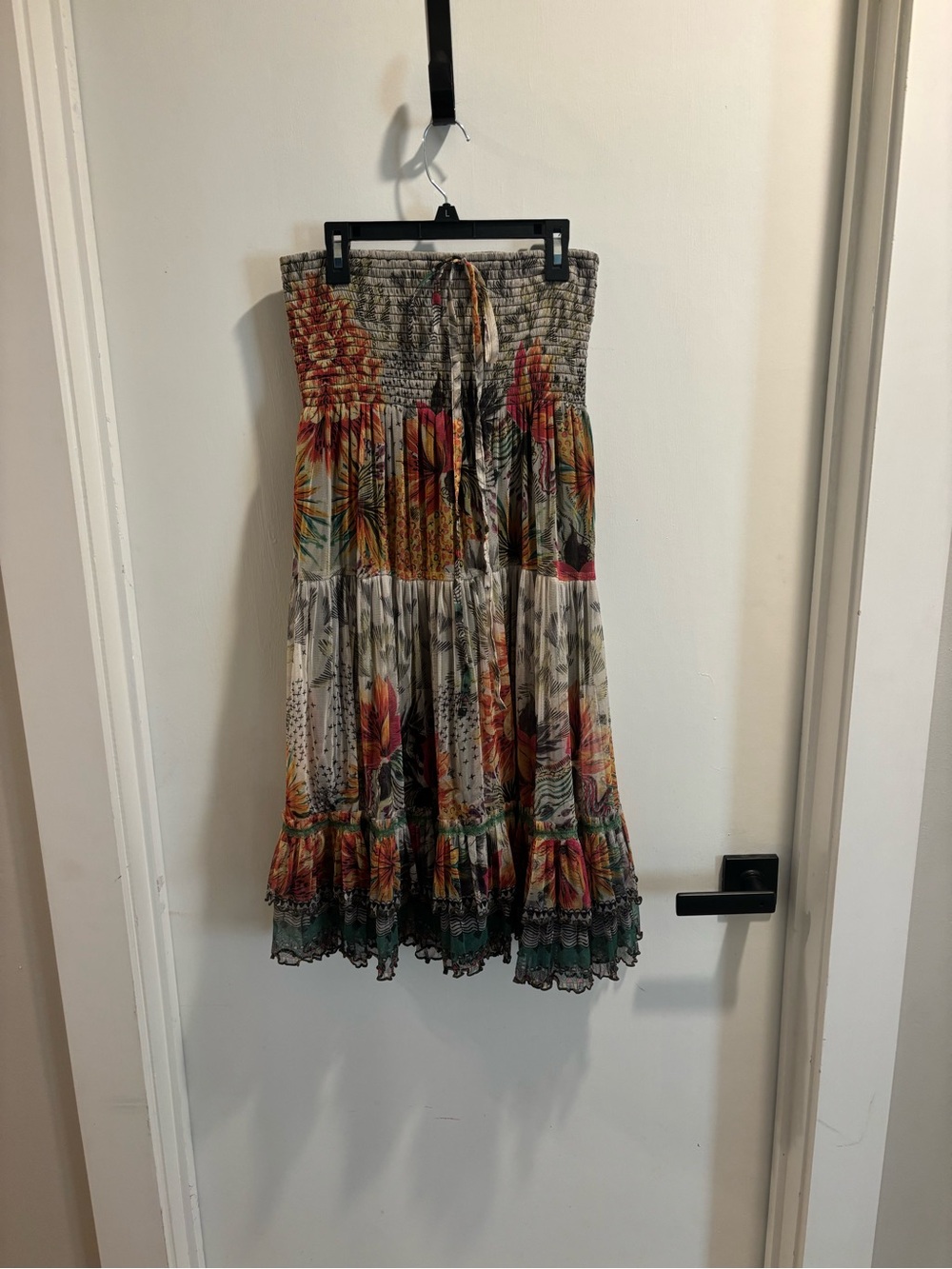 Tiered Floral Maxi Skirt/ Mini Halter Dress in Multicolor